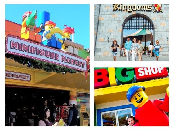 Collage of places to shop while at Legoland Florida.