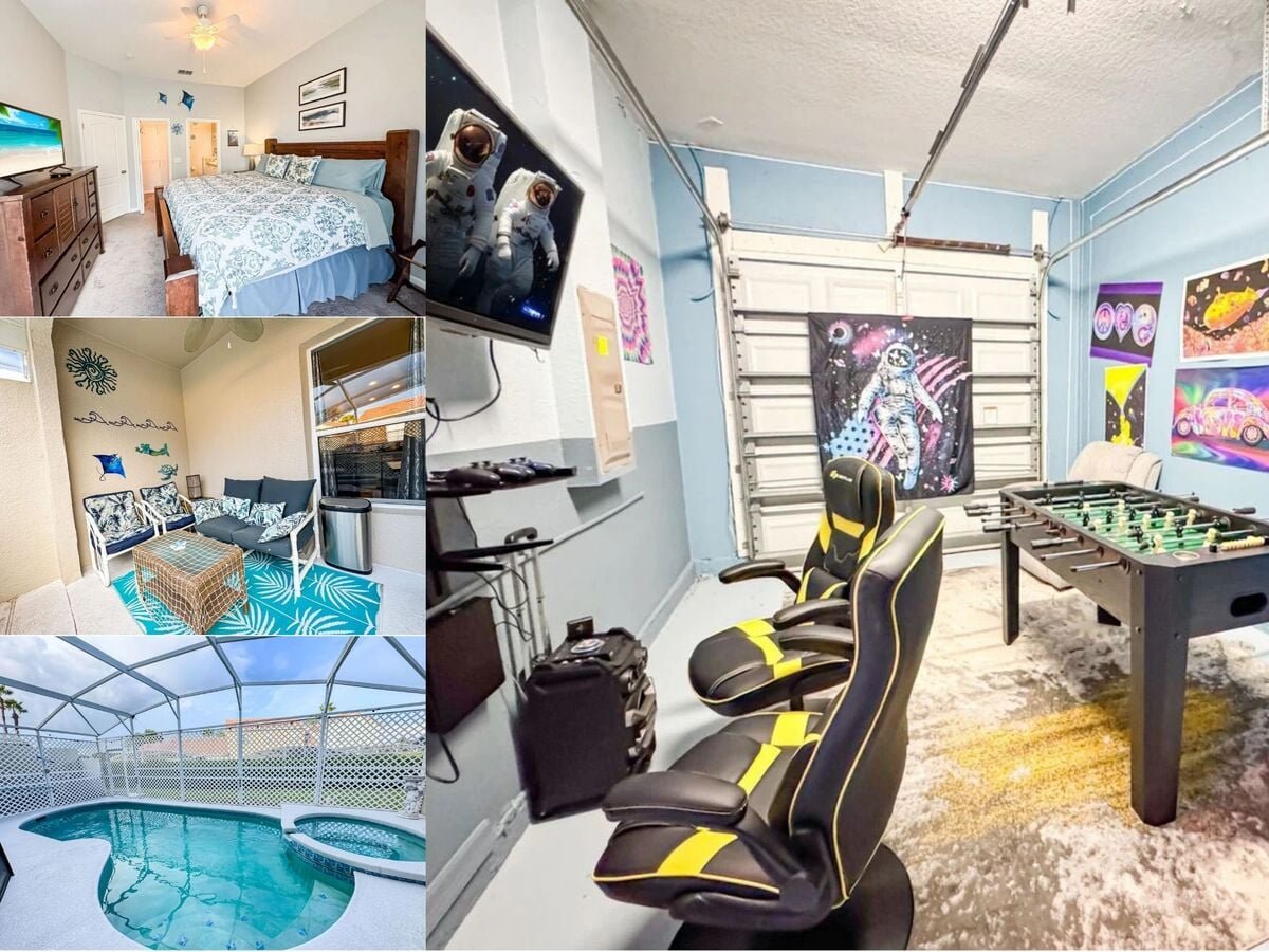 Vacation rental near Disney managed by Orlando rent a villa with a screened in private pool and spa.