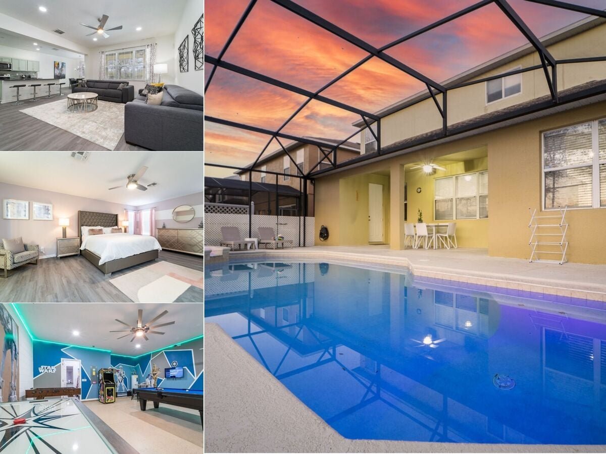 Vacation rental near Disney managed by Orlando Rent a Villa with screened in Private pool and spa