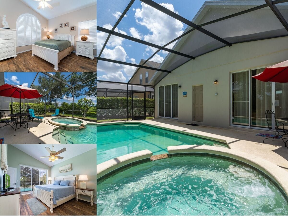 Vacation rental near Disney managed by Orlando rent a villa with screened in private pool and spa