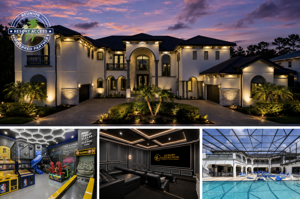 Vacation in luxury in this 12 bed, 13,687 sq. ft., 1 acre lot, south facing screened-in pool with theater room, 3 games  rooms, & gym  | PHOTOS TAKEN: February 2024