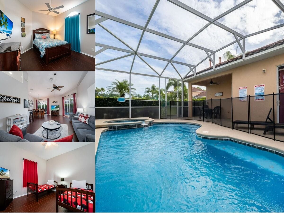 Vacation rental near Disney managed by Orlando rent a villa with a screened in private pool and spa