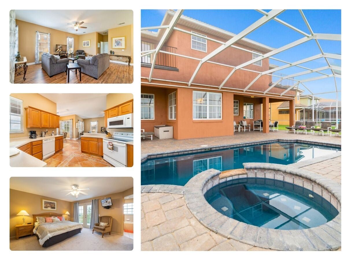 Vacation rental near Disney managed by Orlando rent a villa with a screened in private pool and spa