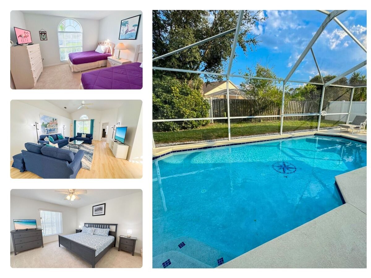 Vacation rental near Disney managed by Orlando rent a villa with a screened in private pool.