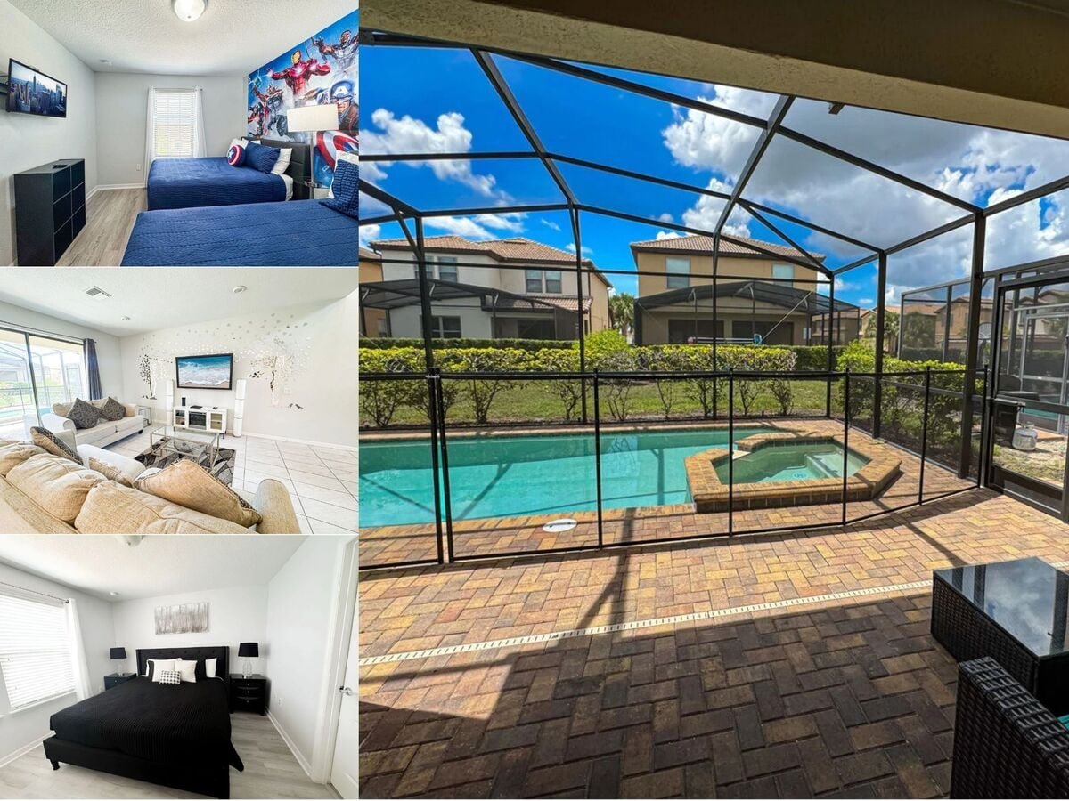 Vacation rental near Disney managed by Orlando rent a villa with a screened in private pool and spa.