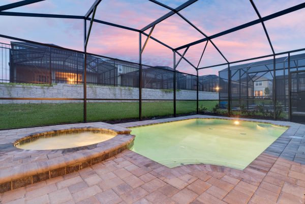 Pool area in vacation rental located in Solara Resort.