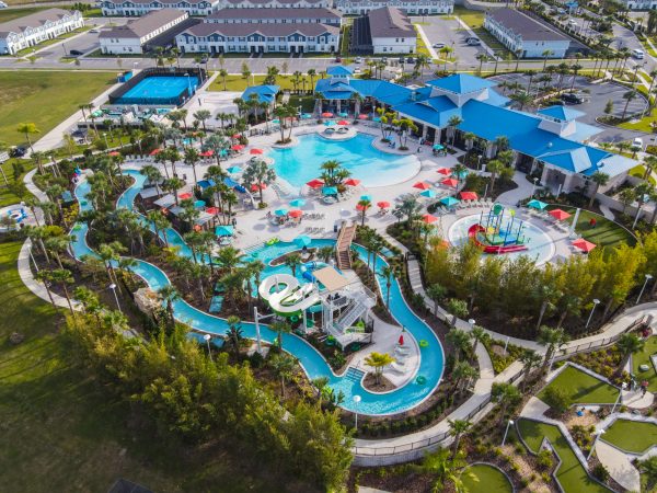 ariel view of resort pool