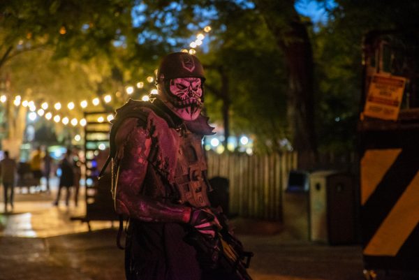 Man dressed in scary costume