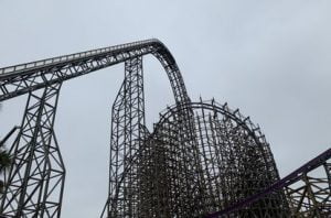 Construction of the world's tallest roller-coaster peak