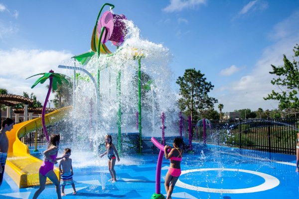 Kids splash pad in resort