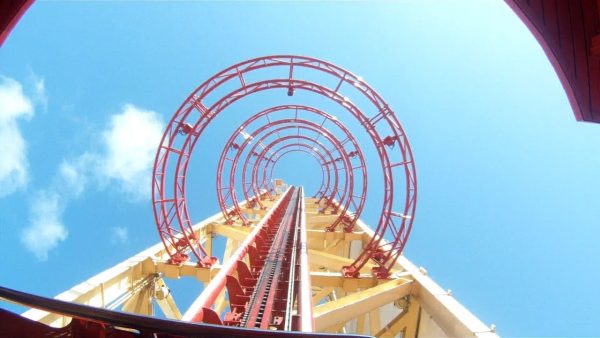 First person POV of RIP RIDE ROCKET in Universal Studios Florida.