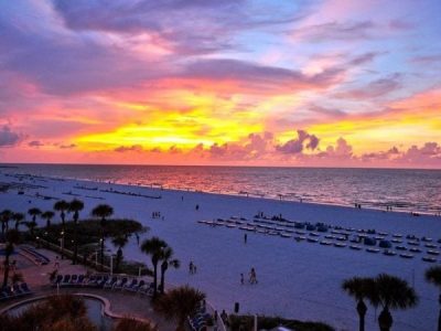 St. Petersburg beach Florida. Sunset view