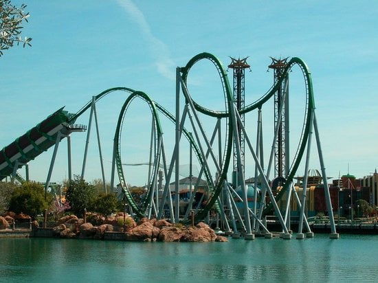 Universal Studios Hulk coaster ride.