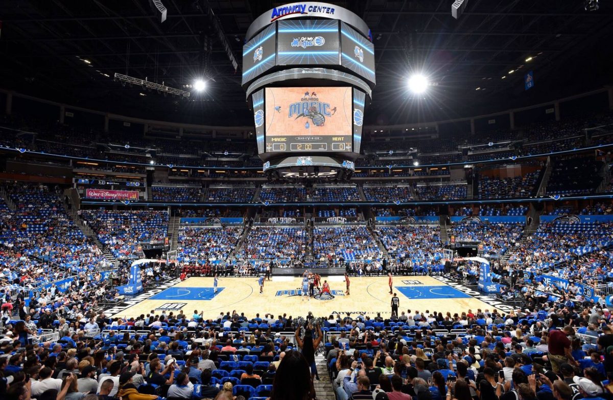 The Magic basketball team playing at Amway Center.