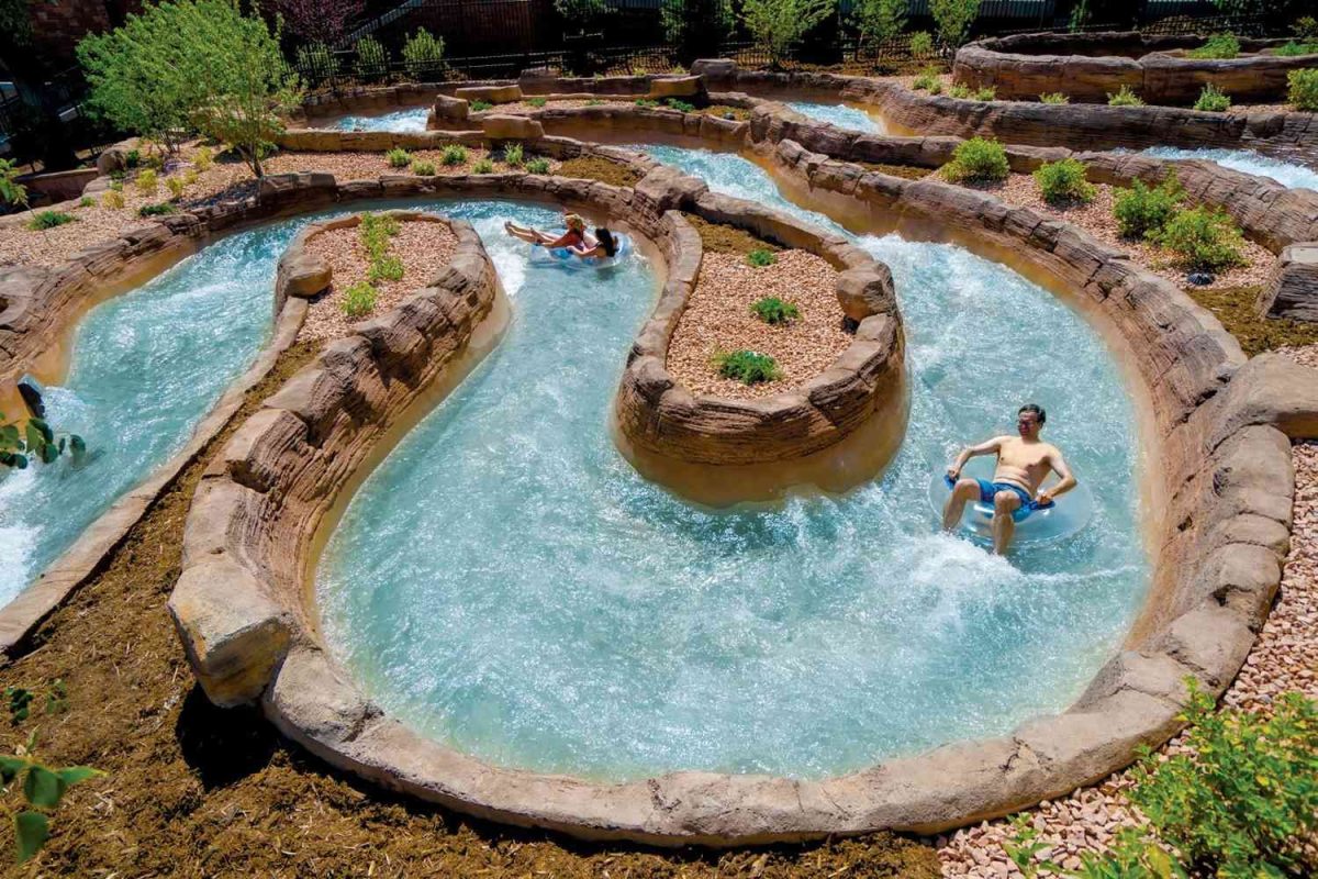Guests floating in lazy river