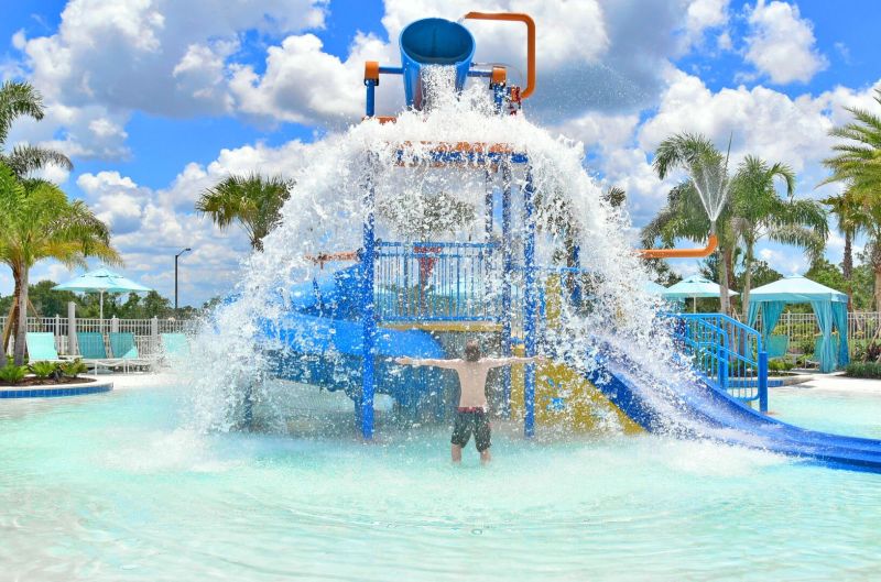 Kids enjoying splash zone in Solara Resort. 