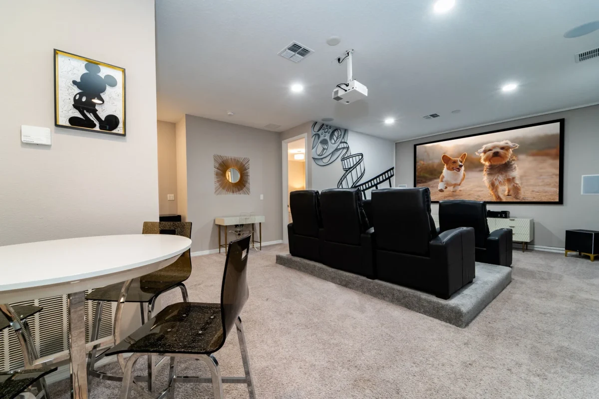 Movie room in one of our Orlando villas. 