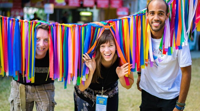 People enjoying the Orlando Fringe Festival. 
