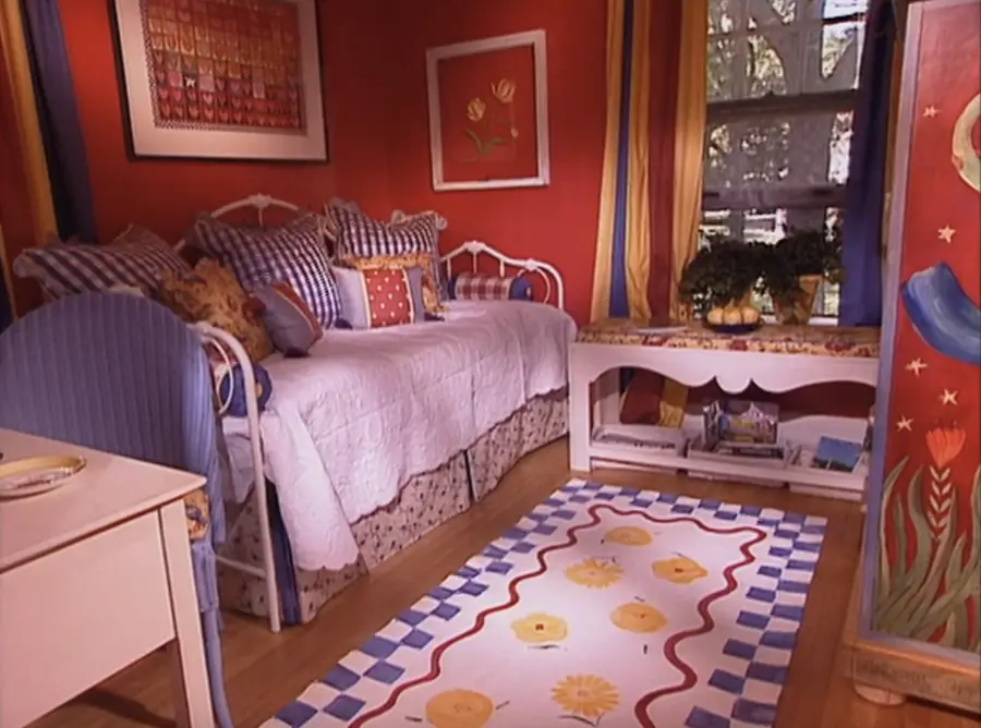 Picture of an old themed room representing vacation room bedroom that needs updating.