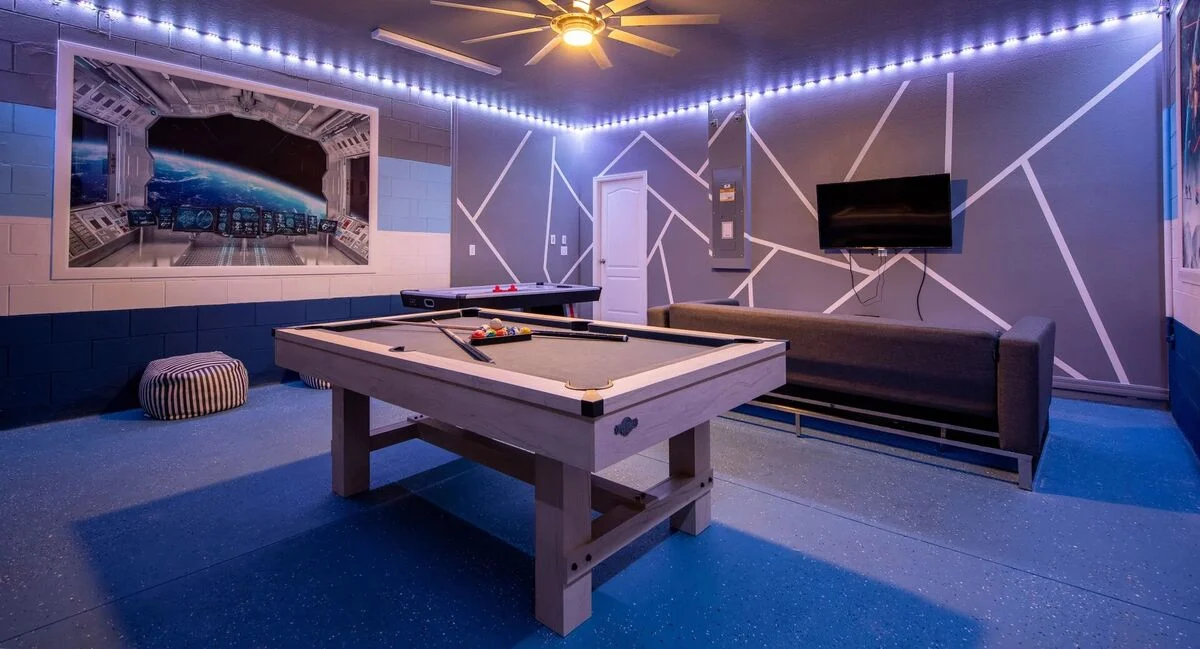 Star wars themed games room inside a vacation rental we manage.