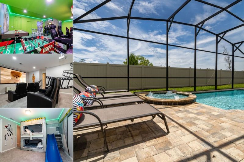 Collage of a vacation rental near Disney managed by Orlando rent a villa 