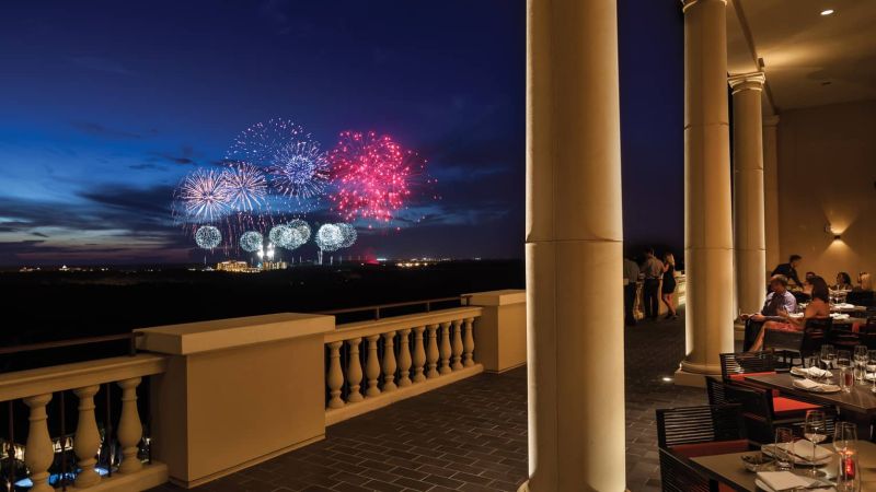 View of fireworks from Capa Steakhouse 