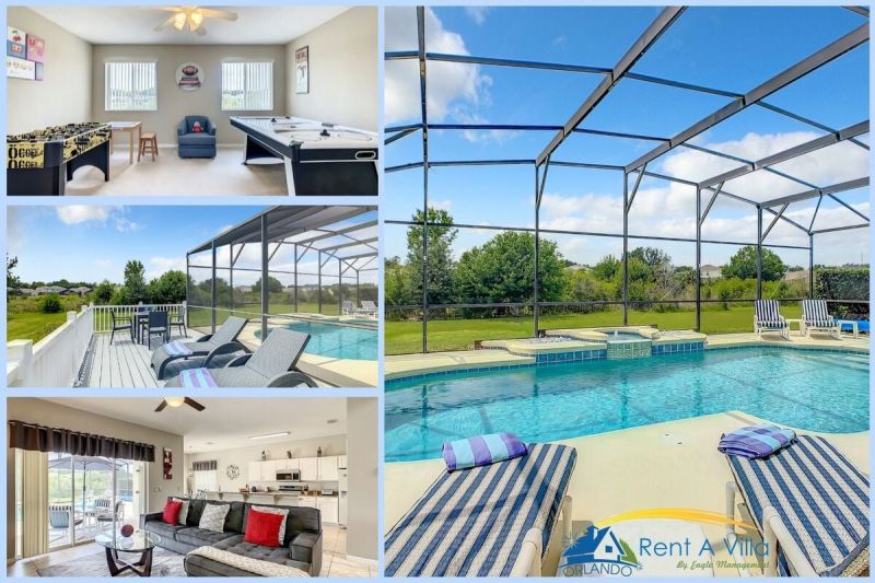 Collage of a vacation rental near Disney managed by Orlando rent a villa