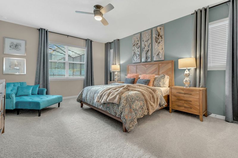 Master bedroom inside a rental near Disney 