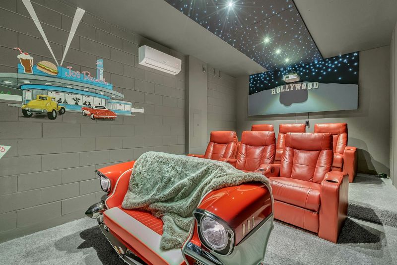 Drive in themed movie room inside Solara Dream 