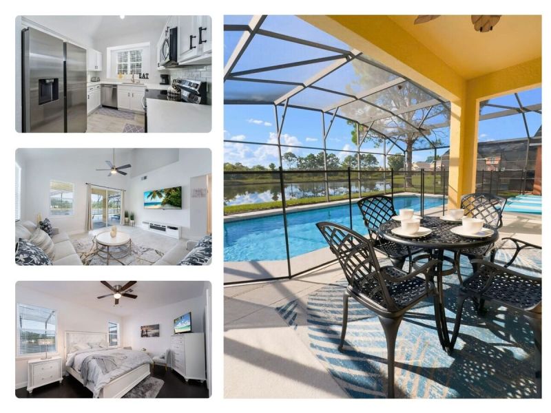 Collage of a vacation rental near Disney managed by Orlando rent a villa.