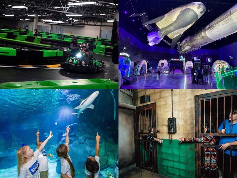Collage of activities you can do while its raining in Central Florida.