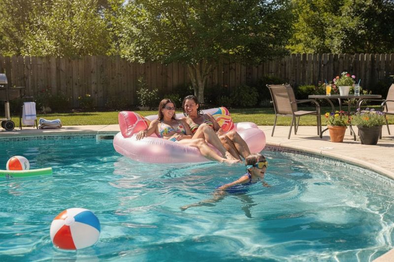 Guests enjoying a private pool