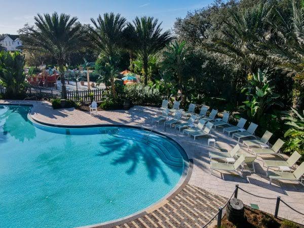 The Enclaves resort pool sun loungers