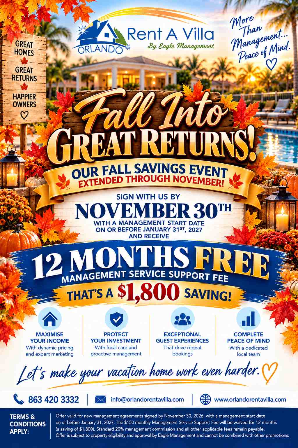 12 Months Free Management Service Ends November 30th 2026